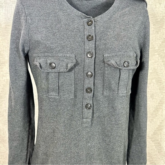 J Crew charcoal grey knit bodycon long sleeve shirt dress size S - Picture 2 of 10
